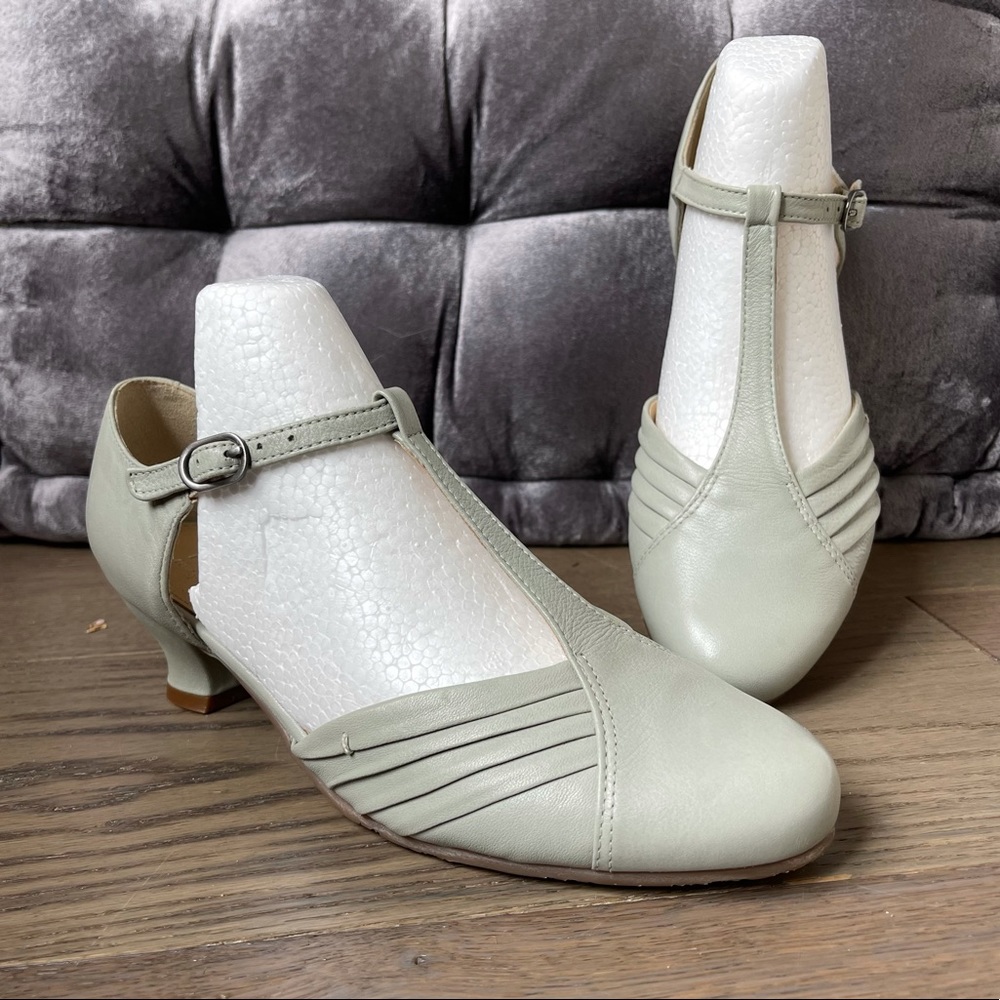 Sage Green Kitten Heel Ankle Cuff Shoes